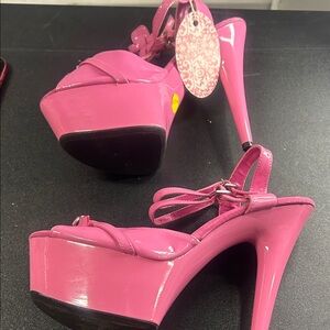 Ellie Hot Pink Patent Platform High Heel Sandals #S313G